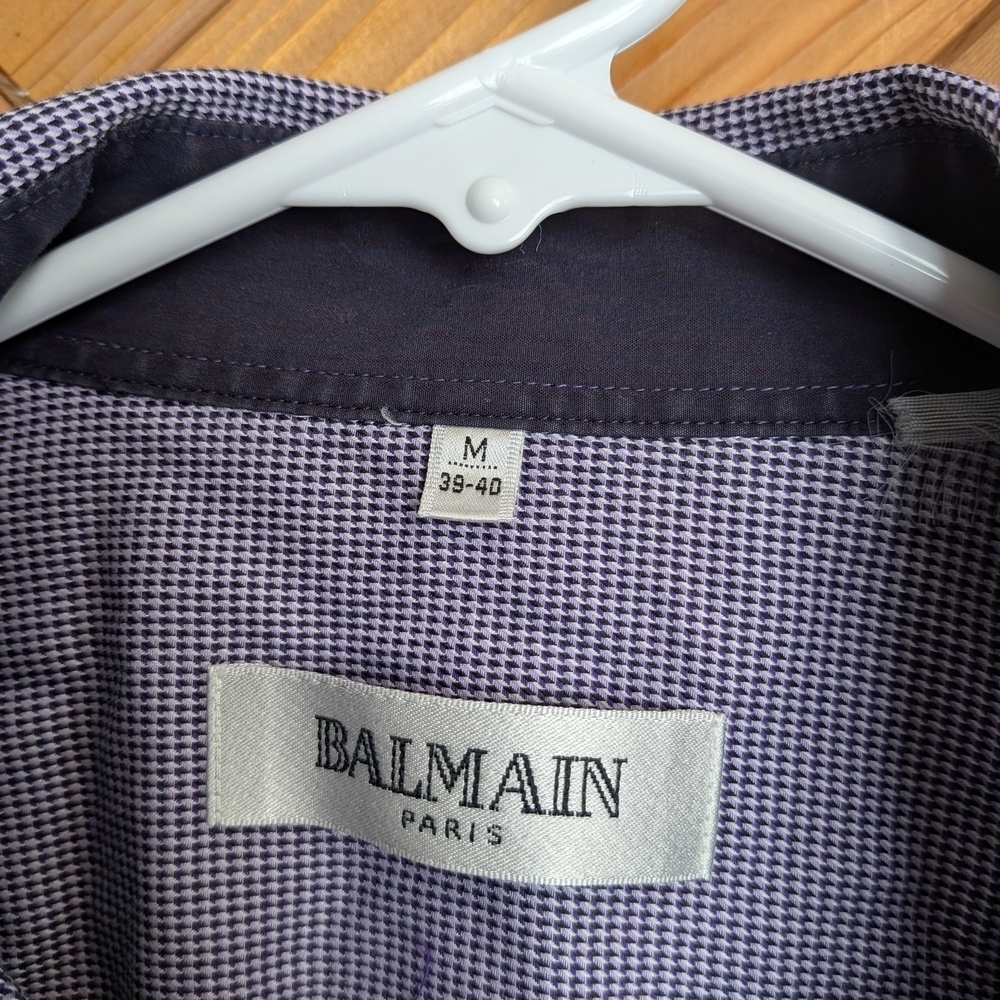 Vintage Balmain Men's Purple Button Down Shirt Size Medium - Picture 2 of 6